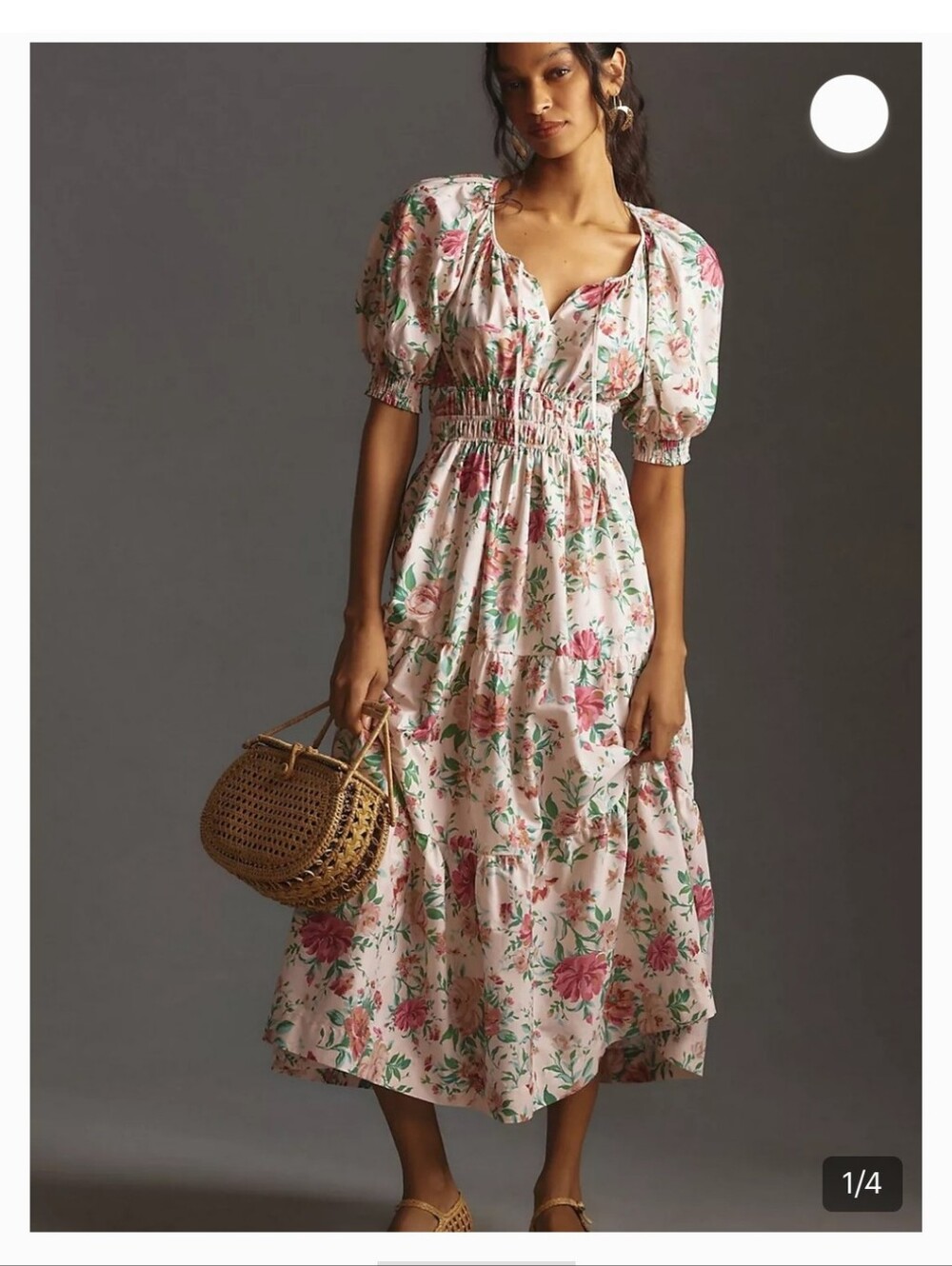 Sz XXS Anthropologie The Somerset Maxi Dress Puff-Sleeve Edition